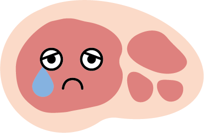 捨てられて悲しむ豚肉の絵